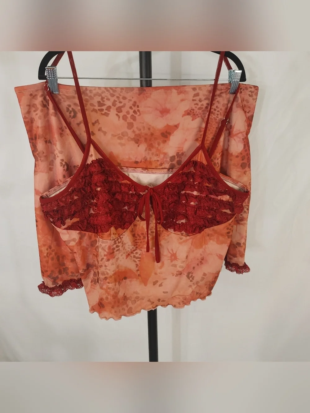 Cider 3xl 2 Piece Lingerie Set Floral Lace Mesh Bralette Mini Skirt NWT